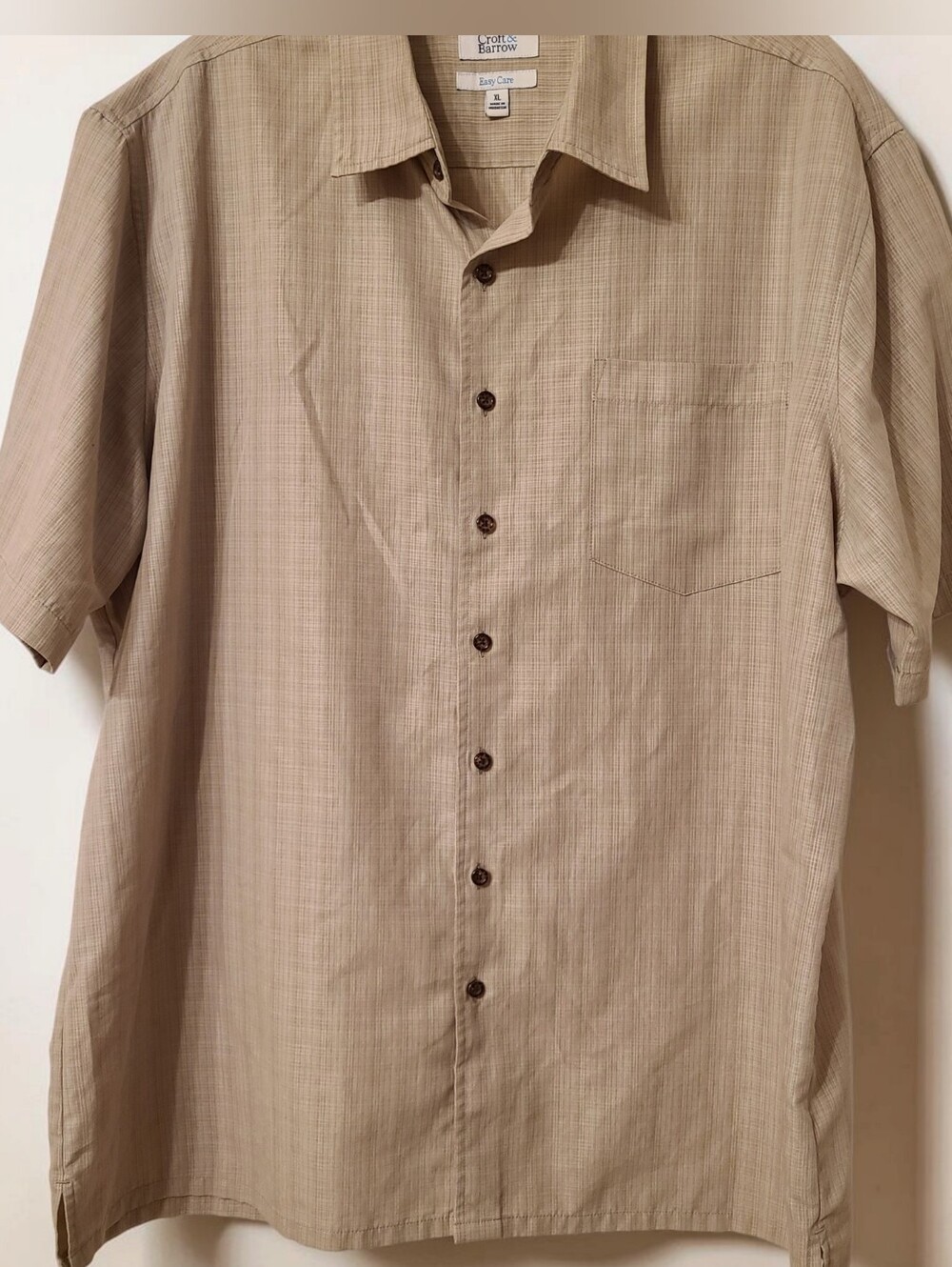 Croft & Barrow XL Tan Short-Sleeve Button-Down Shirt